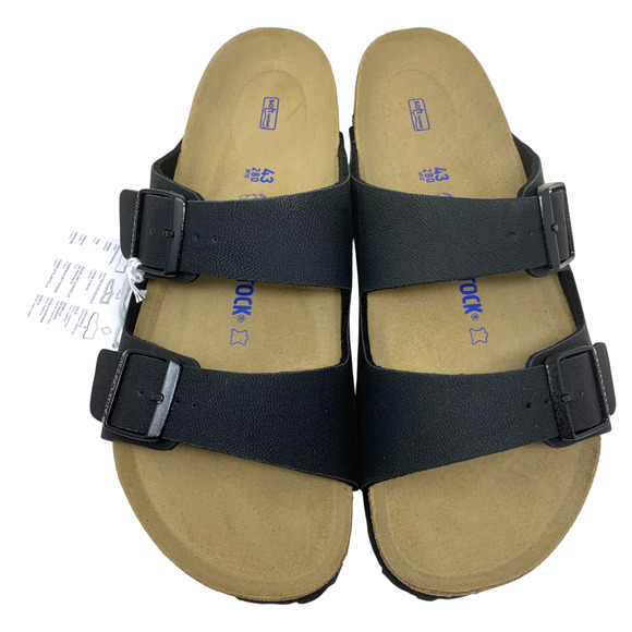 NEW Birkenstock Arizona Black Leather Soft Footbed Sandals Sz EU 43 US 10 NWB - Picture 9 of 14